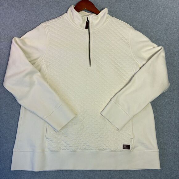 LL Bean Women’s 1X Plus Quilted Quarter Zip Pullover Cream Super Soft Fleece - Picture 1 of 8